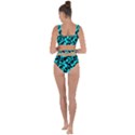 Bright Turquoise and Black Leopard Style Paint Splash Funny Pattern Bandaged Up Bikini Set  View2