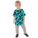 Bright Turquoise and Black Leopard Style Paint Splash Funny Pattern Kids  Raglan Tee View1