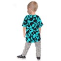 Bright Turquoise and Black Leopard Style Paint Splash Funny Pattern Kids  Raglan Tee View2