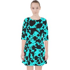 Bright Turquoise And Black Leopard Style Paint Splash Funny Pattern Pocket Dress by yoursparklingshop