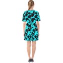 Bright Turquoise and Black Leopard Style Paint Splash Funny Pattern Sixties Short Sleeve Mini Dress View2