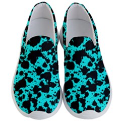 Bright Turquoise And Black Leopard Style Paint Splash Funny Pattern Men s Lightweight Slip Ons by yoursparklingshop