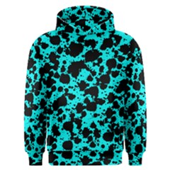 Bright Turquoise And Black Leopard Style Paint Splash Funny Pattern Men s Overhead Hoodie by yoursparklingshop