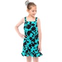 Bright Turquoise and Black Leopard Style Paint Splash Funny Pattern Kids  Overall Dress View1