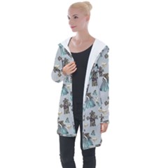 Funny Elephant, Pattern Design Longline Hooded Cardigan