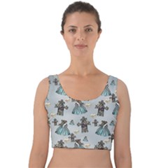 Funny Elephant, Pattern Design Velvet Crop Top by FantasyWorld7