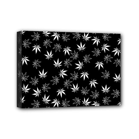 Weed Pattern Mini Canvas 7  X 5  (stretched) by Valentinaart