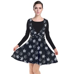 Weed Pattern Plunge Pinafore Dress