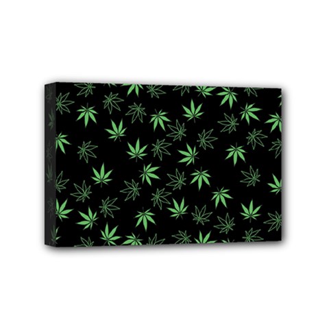 Weed Pattern Mini Canvas 6  X 4  (stretched) by Valentinaart