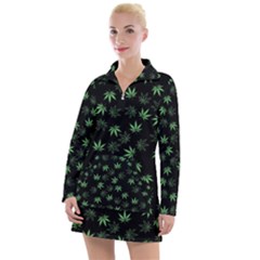 Weed Pattern Women s Hoodie Dress