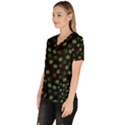 Weed Pattern Women s V-Neck Scrub Top View2