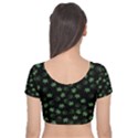 Weed Pattern Velvet Short Sleeve Crop Top  View2