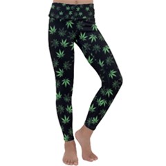 Weed Pattern Kids  Lightweight Velour Classic Yoga Leggings by Valentinaart