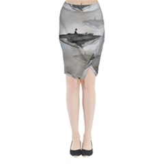 Awesome Fantasy Whale With Women In The Sky Midi Wrap Pencil Skirt by FantasyWorld7