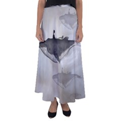 Awesome Fantasy Whale With Women In The Sky Flared Maxi Skirt by FantasyWorld7