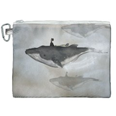 Awesome Fantasy Whale With Women In The Sky Canvas Cosmetic Bag (xxl) by FantasyWorld7