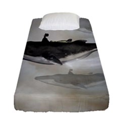 Awesome Fantasy Whale With Women In The Sky Fitted Sheet (single Size) by FantasyWorld7