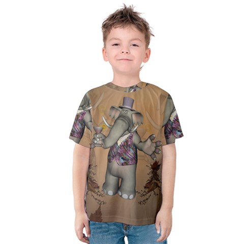 Funny Cartoon Elephant Kids  Cotton Tee by FantasyWorld7