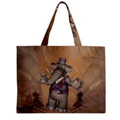 Funny Cartoon Elephant Zipper Mini Tote Bag by FantasyWorld7