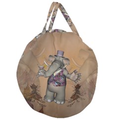 Funny Cartoon Elephant Giant Round Zipper Tote by FantasyWorld7