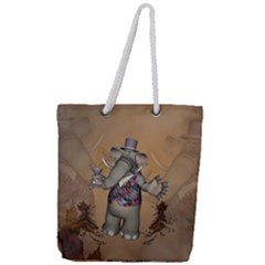 Funny Cartoon Elephant Full Print Rope Handle Tote (large) by FantasyWorld7