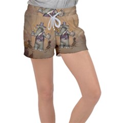 Funny Cartoon Elephant Women s Velour Lounge Shorts by FantasyWorld7