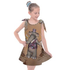 Funny Cartoon Elephant Kids  Tie Up Tunic Dress by FantasyWorld7