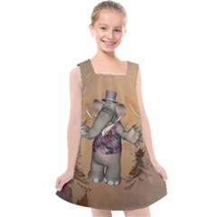 Funny Cartoon Elephant Kids  Cross Back Dress by FantasyWorld7