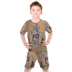 Funny Cartoon Elephant Kids  Tee And Shorts Set by FantasyWorld7