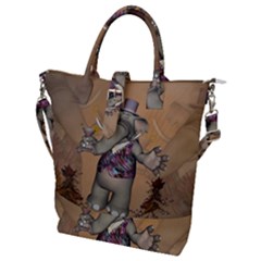 Funny Cartoon Elephant Buckle Top Tote Bag by FantasyWorld7