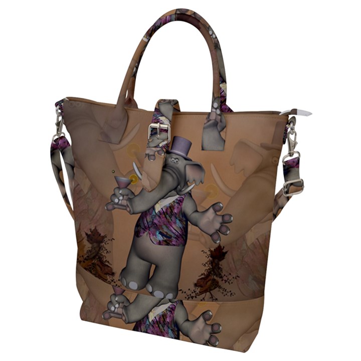 Funny Cartoon Elephant Buckle Top Tote Bag