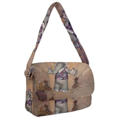 Funny Cartoon Elephant Courier Bag by FantasyWorld7