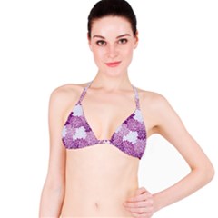 Purple Dahlias Design Bikini Top by WensdaiAmbrose