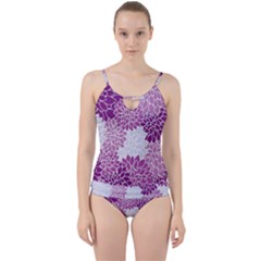 Purple Dahlias Design Cut Out Top Tankini Set by WensdaiAmbrose