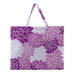 Purple Dahlias Design Zipper Large Tote Bag by WensdaiAmbrose