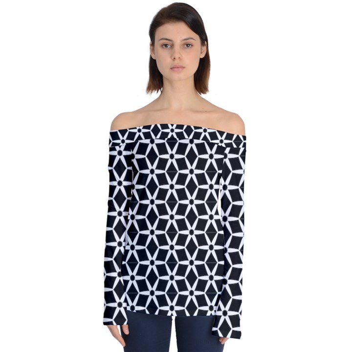 No Interruptions - geometric design Off Shoulder Long Sleeve Top