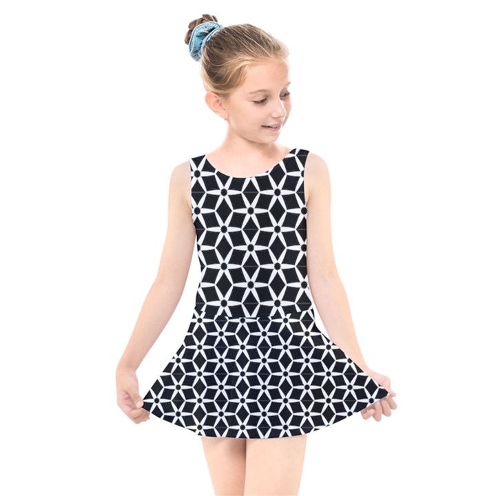 No Interruptions - geometric design Kids  Skater Dress Swimsuit