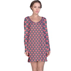 Love Hearth Texture Long Sleeve Nightdress by Pakrebo