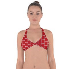 Red Illustrations Background Halter Neck Bikini Top by Pakrebo