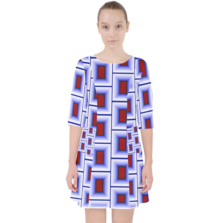 Abstract Square Illustrations Background Pocket Dress