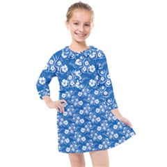 Background Blue Colors Kids  Quarter Sleeve Shirt Dress