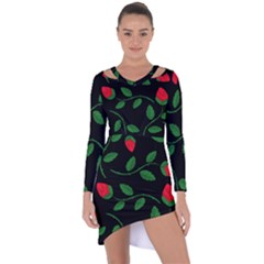 Roses Flowers Spring Flower Nature Asymmetric Cut-out Shift Dress by Pakrebo