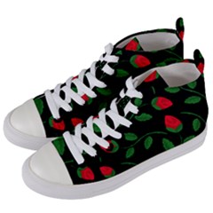 Roses Flowers Spring Flower Nature Women s Mid-top Canvas Sneakers by Pakrebo