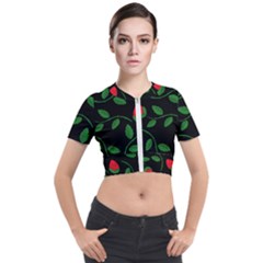 Roses Flowers Spring Flower Nature Short Sleeve Cropped Jacket by Pakrebo