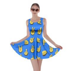 Emojis Hands Fingers Background Skater Dress by Pakrebo