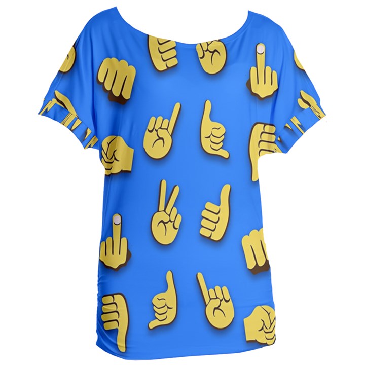 Emojis Hands Fingers Background Women s Oversized Tee