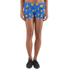 Emojis Hands Fingers Background Yoga Shorts by Pakrebo