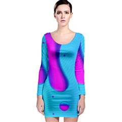 Liquid Abstract Modern Design Long Sleeve Bodycon Dress