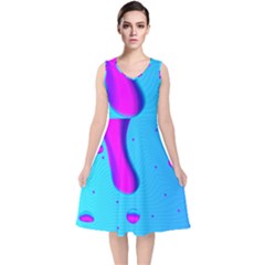 Liquid Abstract Modern Design V-neck Midi Sleeveless Dress  by Pakrebo