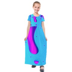 Liquid Abstract Modern Design Kids  Short Sleeve Maxi Dress by Pakrebo